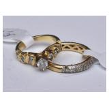 Two 14k Gold Diamond Rings
