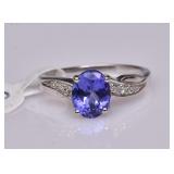18k Gold Tanzanite and Diamond Ring