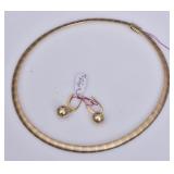 14k Gold Tri-Color Necklace and Earring Set