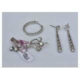 Two Pairs 14k Gold Diamond Earrings