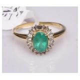 14k Gold Emerald and Diamond Ring