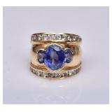14k Gold Sapphire and Diamond Ring