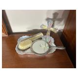 #101 • Vintage Silver-plated hairbrush set with decorative cross