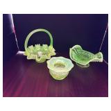 #296 • Uranium Candy Basket, Ruffled Bowls