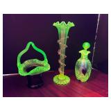 #326 • Uranium Tall Vase, Decanter, Candy Basket