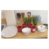 crystal stems, egg platter & misc. household