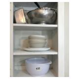 metal strainer, loaf pan & plastics