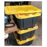 3) empty plastic totes & extra lid