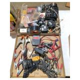 2 boxes: breakers, clamps & misc. shop