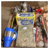 coffee pot, bubba cup & misc. household