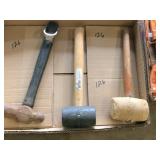 hammer & 2) rubber mallets