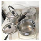 stainless pans, pressure cooker & misc. pans