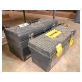 metal toolbox & contents, plastic toolbox