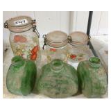 green bottles & canister