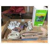 Box: tow straps, mole trap & misc...