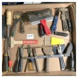 putty knive, chisels & misc. tools