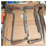 2 draw knives, hack saw & jab saw