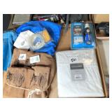 camping water filter,  towels, curtain