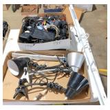 2 boxes: electronic cords & lights