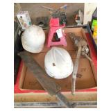 group; come along, machete, jack stand, hard hats