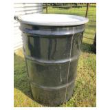 55 gal metal barrel w lid - last held antifreeze