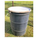 55 gal metal barrel w lid - last held antifreeze