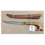 WW II Philipine knife in wooden sheath