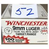 100 rnds  Winch  9mm  Luger  115gr  FMJ