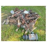 scrap metal: motor, cylinders, pulley, misc