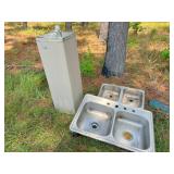 2 double stainless sinks & water cooler -