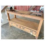 2 drawer entry way table 50x18x29H missing glass