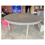 6ft dia plastic top ,metal legs folding table