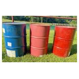 3) metal 55 gal barrels - one end open