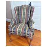cloth covered wing back chair