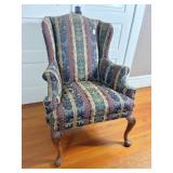 cloth covered wing back chair