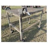 welding table 48 x 20 x 41H on wheels w 4.5" vise