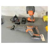 Rigid recip saw, 2 batteries & charger - all work