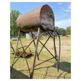 Fuel tank on stand 60" L x 37" diameter