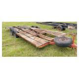 20 ft home made flat bed trlr- 2 tires holing air