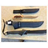 1) 18" Gerber & 1) 13" brass knuckles - knives
