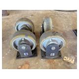 4) XHD 8" rigid plastic on metal castors 6x4.5 +