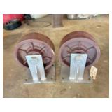 2) rigid 8" solid metal castors - holes 6x4.5