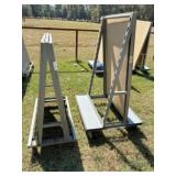 2) A-frame peg boards on wheels 48"W x 56" H &