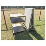 table on wheels 48x30x40 H & A-frame peg board on