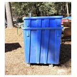 2) plastic bulk trash cans on wheels 46x46x46" H
