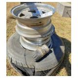 3) 5 hole 15" rims w 4.5" pattern & caps