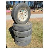 5) ST205/75R15 tires on 5 hole 5.5" pattern rims