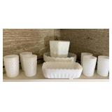 Nine Pcs of Assorted Milk Glass