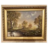 Vintage "Swan Lake" Oil on Canvase - 28x22"