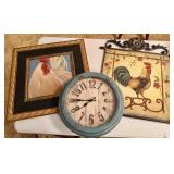 Unique Rooster Wall Art anda Metal Clock